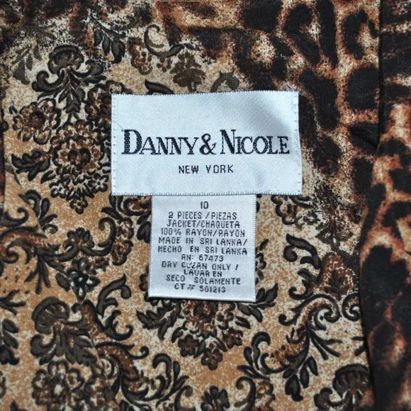 Vintage Danny & Nicole Sleeveless Duster Animal Print Brown & Black NWT - Picture 3 of 8